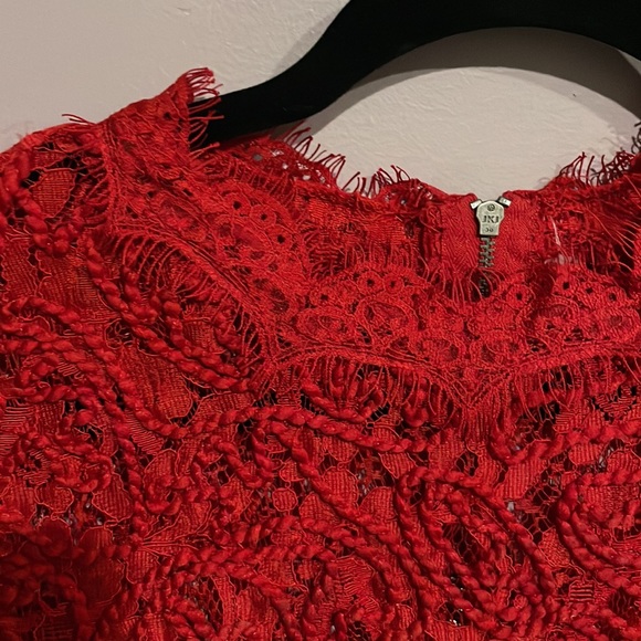 Zara Red Lace Blouse - Picture 2 of 4